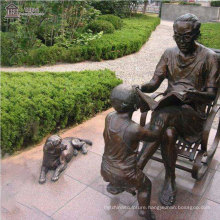 Garden Bronze Chinese Young Boy And Old Man Sculpture